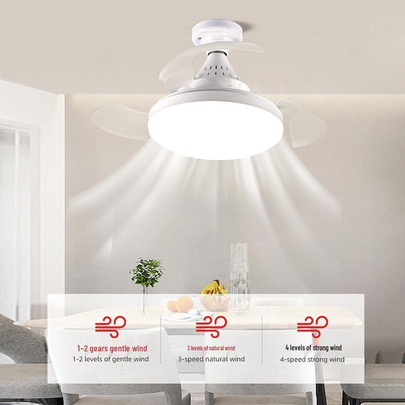 Screw-In Ceiling Fan with Light - Smart Invisible Chandelier for Living, Dining, and Bedroom