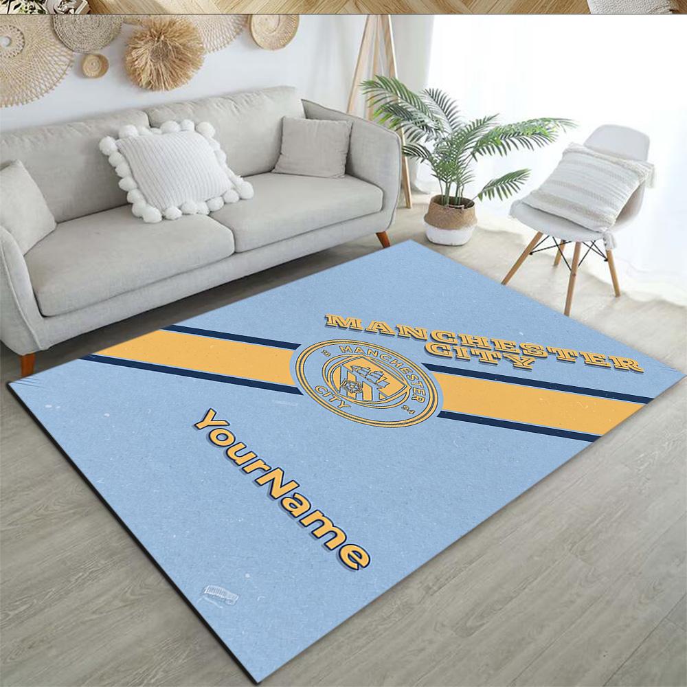Manchester City Customize Text Area Rug Suitable for Game Room Study room Outdoor Foyer Anti-slip Rug Office home decor Gift for Festivals