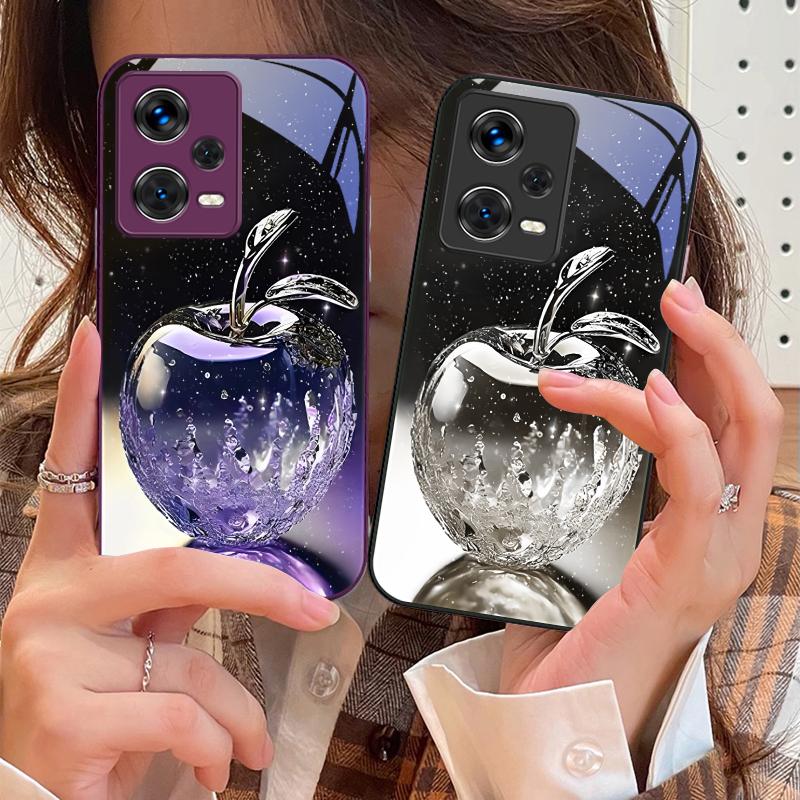 Transparenter Kristall-Apfel für Xiaomi 14 Ultra 13 Lite Redmi Note 13 11 Pro 12 Plus Poco X6 3 Pro F4 6 GT Gehärtete Handyhülle