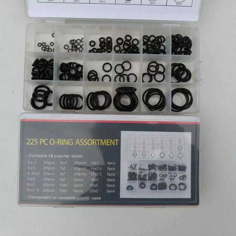 225pcs O-Ring Kit Nitrile Rubber Seals for Car Engines Air Condition Faucet Plumbing Water Fitting Seal Leak Repair Parts