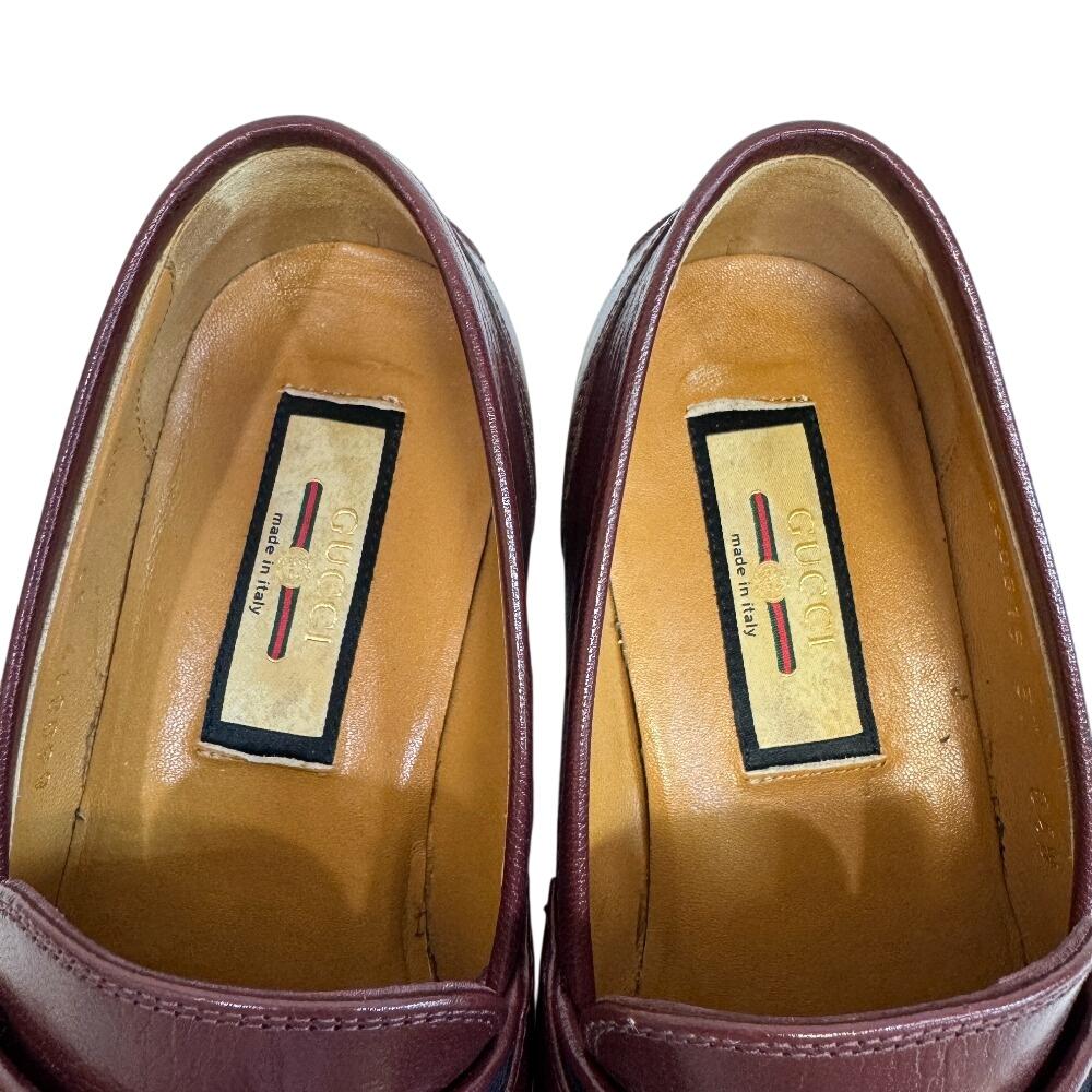 Gucci Sherry Line Leather Horsebit Loafers Wine-red Leather Used