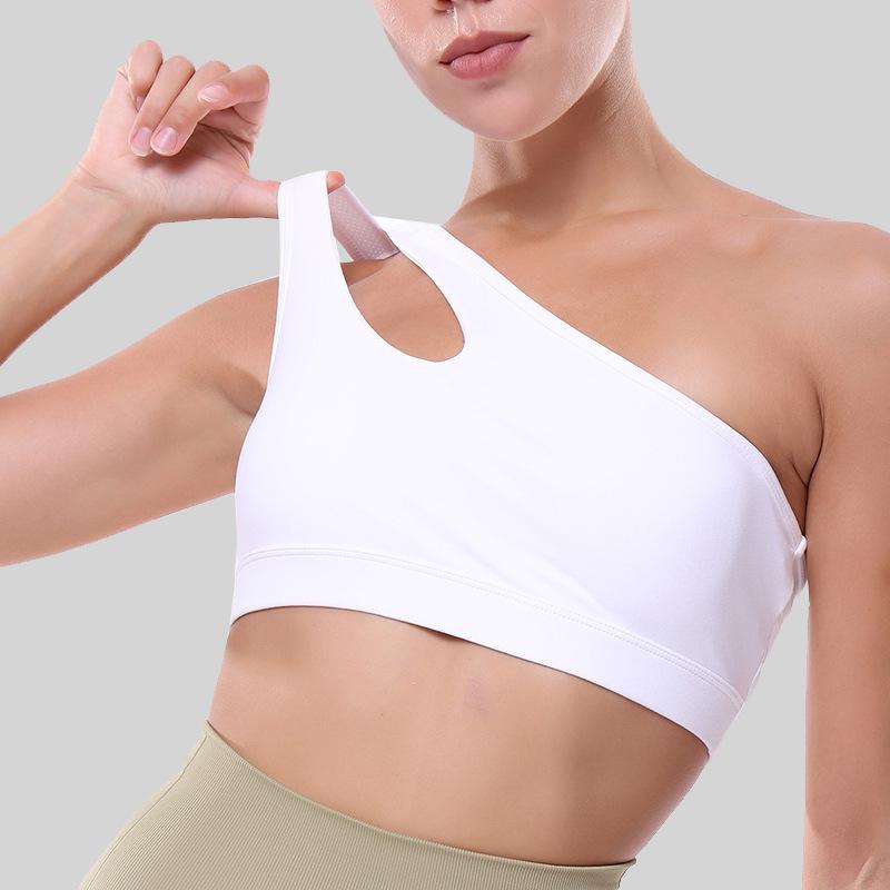 

Женский сетчатый спортивный бюстгальтер для йоги на одно плечо: Ударопрочный, дышащий и стильный дизайн спинки Small белый