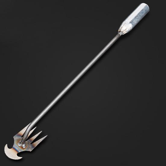 4 Zähne Mangan-Unkrautzieher mit langem Griff, Garten-Unkrautziehwerkzeug, Garten-Unkrautentferner, Entwurzelungs-Jätwerkzeug