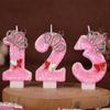 Number Birthday Candle Pink Crown Princess Cake First Year Decoration Candle Handmade Number Candle 0-9