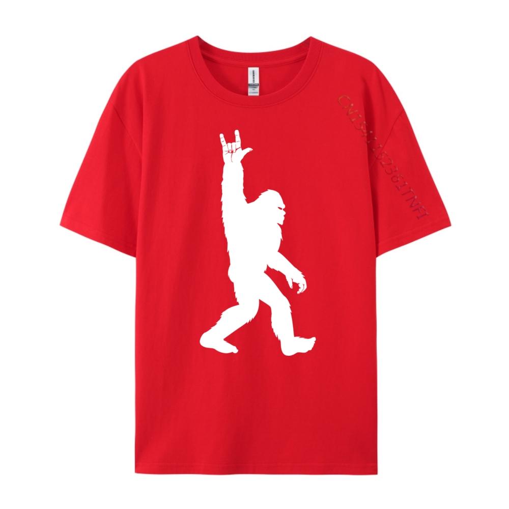 Funny Bigfoot Rock And Roll For Sasquatch Believers Black Graphic Tees Men Cotton Funny Camiseta Natural T Shirts S