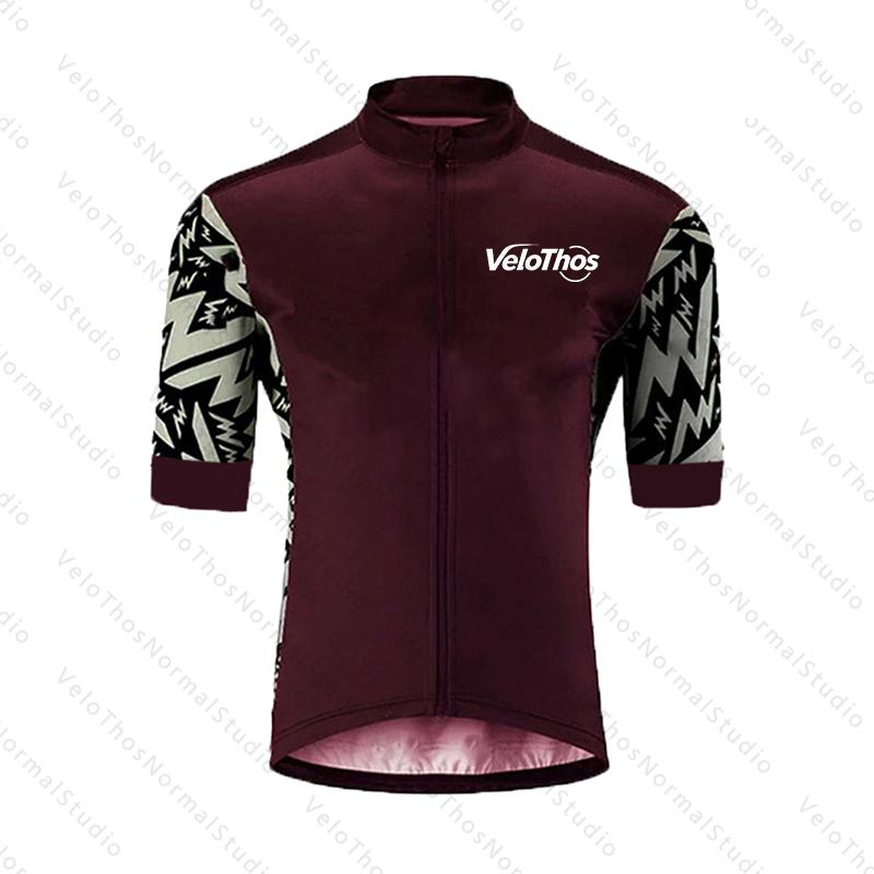 VeloThos Summer Cycling Jersey Set Short Sleeve and Bib Shorts Sport Camping Pro Race Bicycle Clothing MTB Ropa Maillot for Men