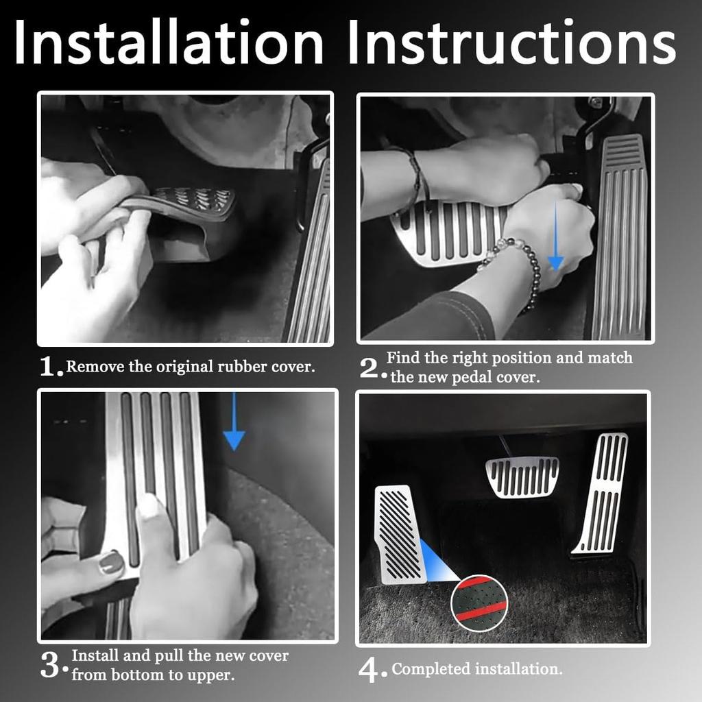 3Pcs Aluminum Alloy Pedal Cover for Toyota Camry 2018     No Drilling Aluminum Brake and Accelerator Pedal Covers,Silver