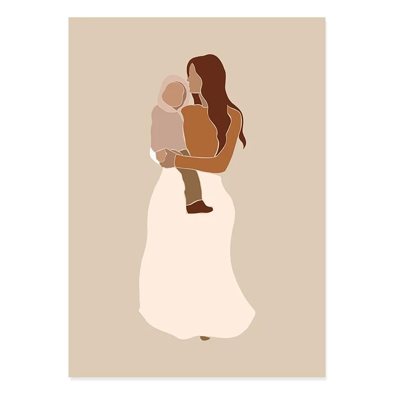 

Бохо Мид-сенчури Беременная Мать Материнство Ребенок Настенное Искусство Постеры Принты Картина для Спальни Домашний Декор Холст 21cm×30cm NoFrame