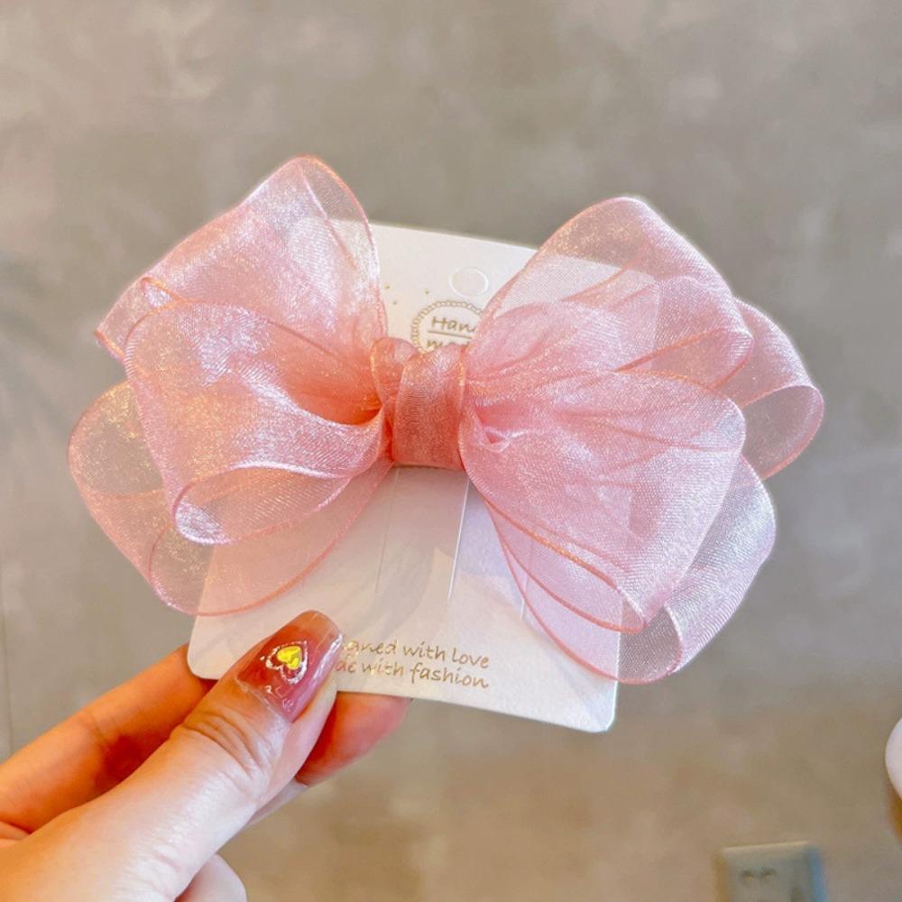 Korean Mesh Gauze Bow Baby Hairpins Fairy Princess Girl Back Head Hair Clips Top Clips Side Clip Kids Headwear Bair Accessories