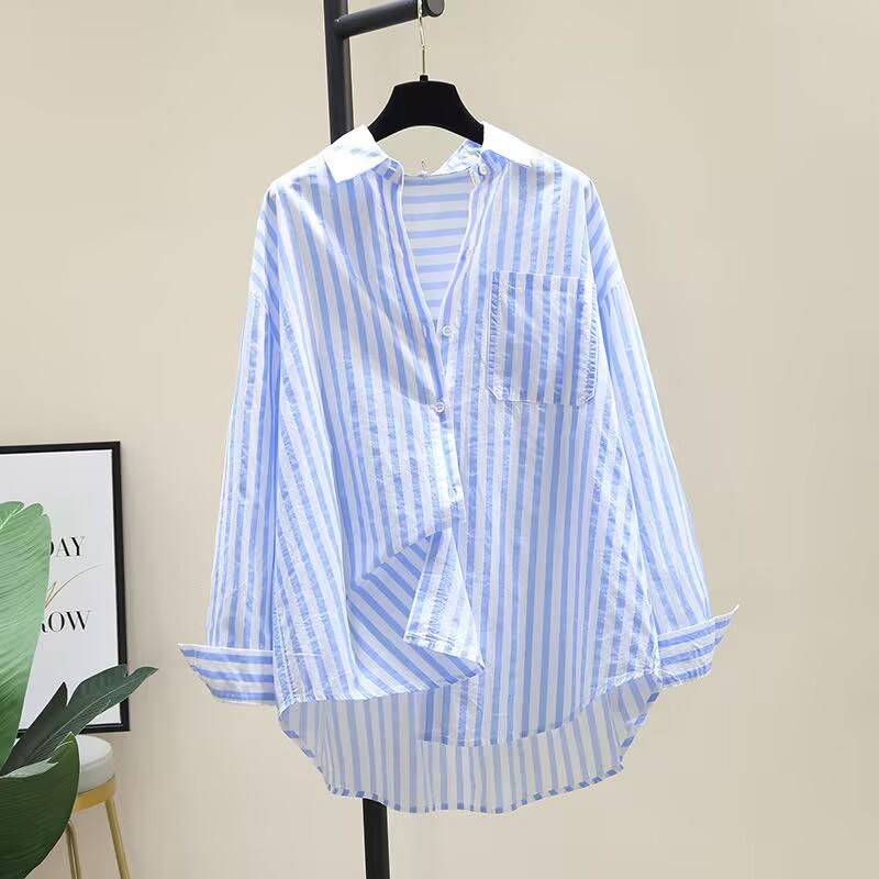 Women's Striped Long-Sleeve Cardigan Shirt: 2025 Spring Fashion, Versatile & Loose-Fit