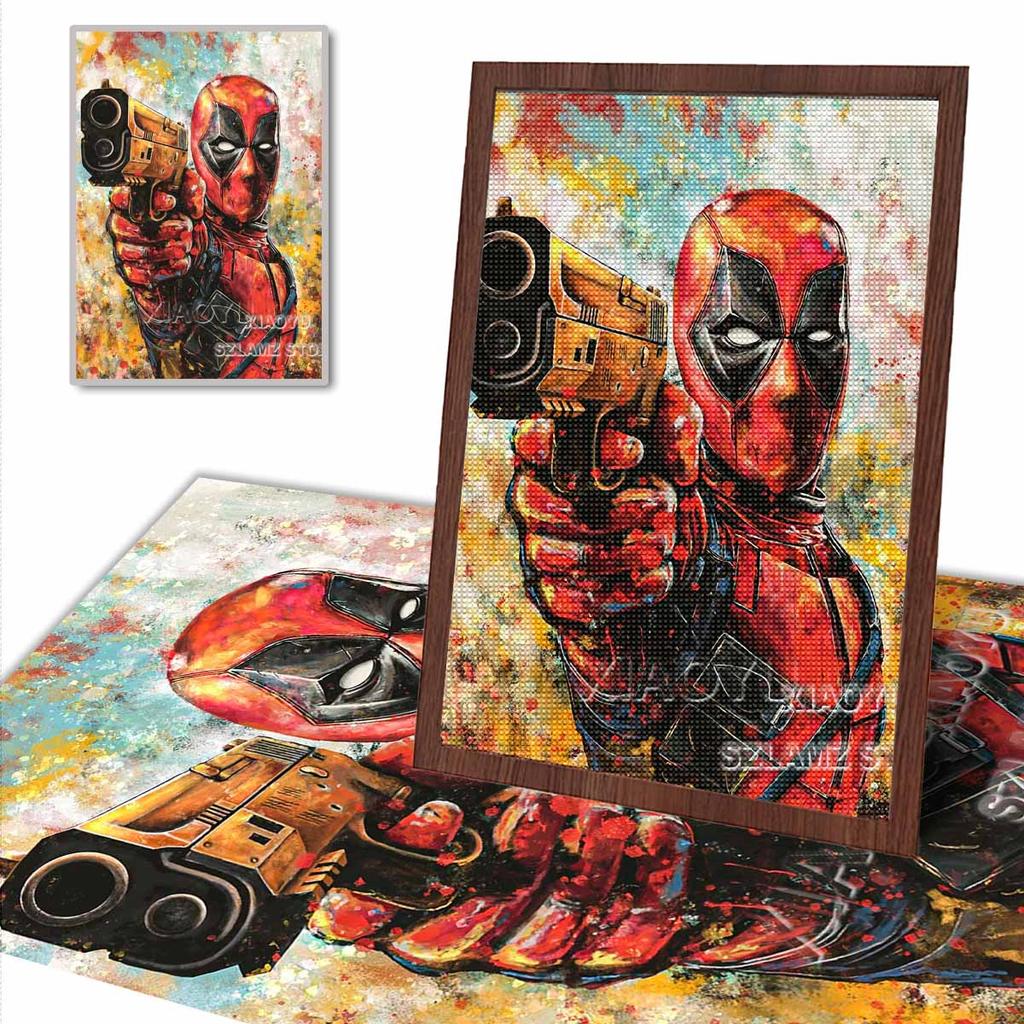 5D DIY Diamond Art Painting Kits for Adults, Deadpool Full Round Crystal Diamond Kits for Beginner for Home Wall Decorate