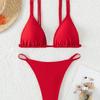 2024 Backless Solid Color Triangle Cup Bikini Swimwear for Women