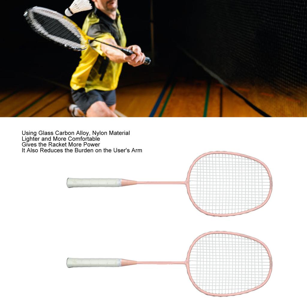 Sports Straight Beat Badminton Racket with Anti Skid Handle Glassy Carbon Alloy Double Badminton Racket for Boys Girls