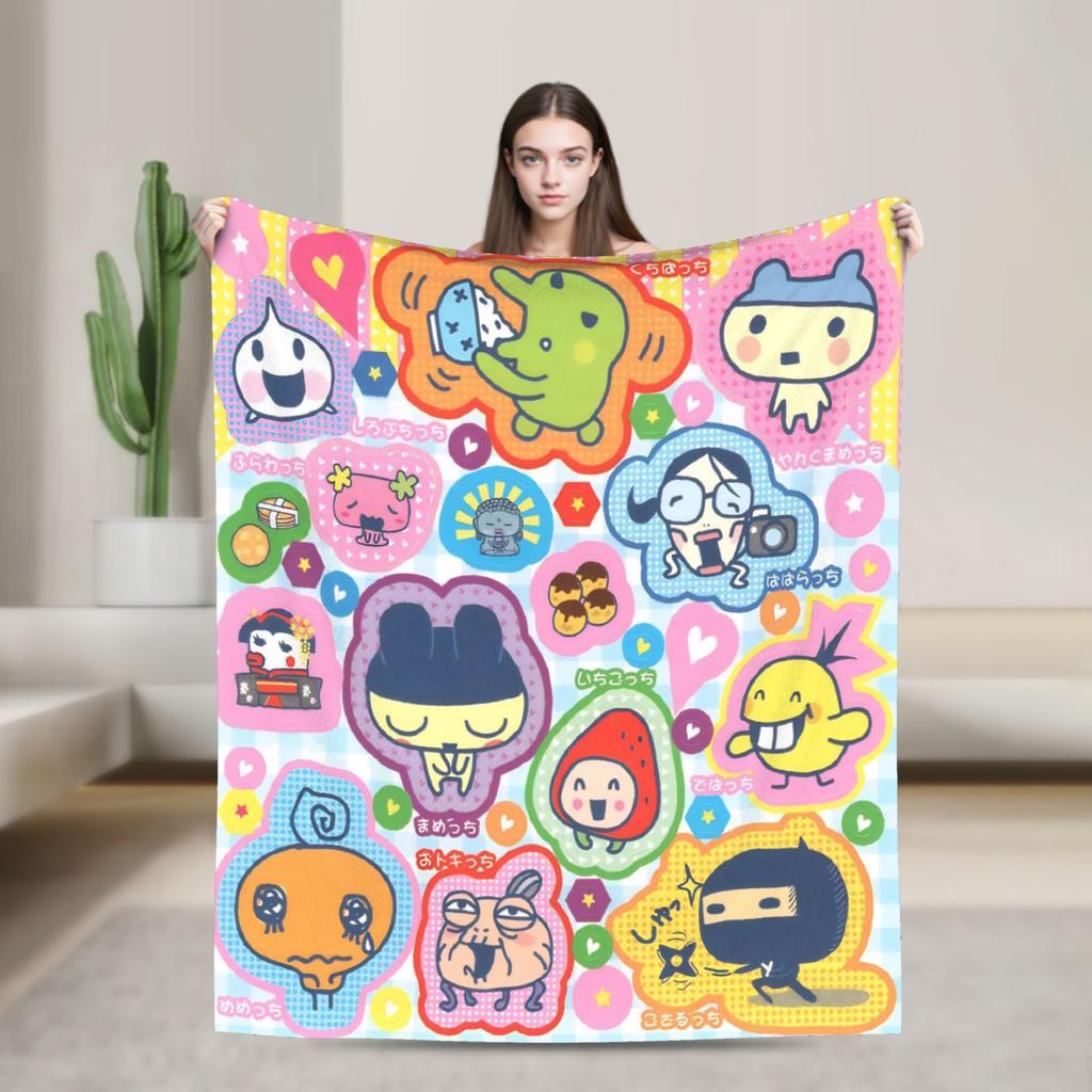 Japanese Cute Tamagotchis Blanket Flannel Funny Breathable Throw Blanket for Coverlet Autumn/Winter