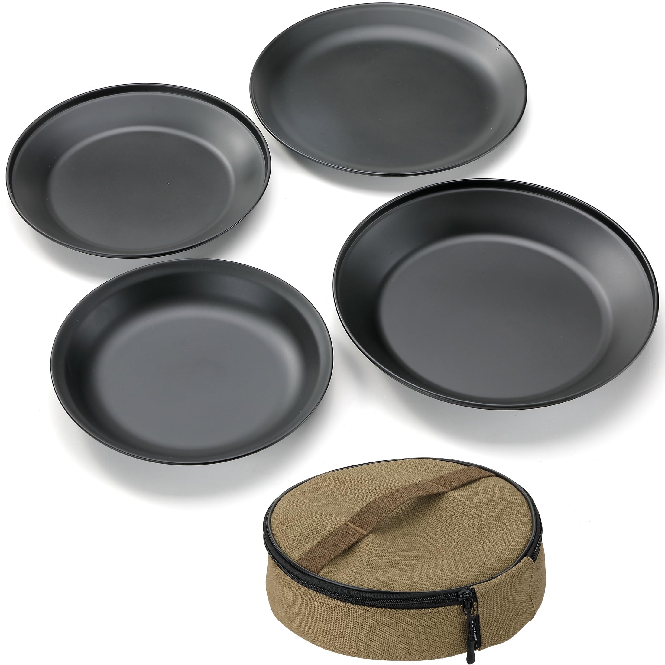 

CAMPING MOON Outdoor Tableware Camping Stainless Steel Plates and Dish Set (4-Piece Set) with Canvas Case (BKS397-1S)