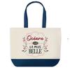 Shopping Bag - PLANETEE - Océane the Most Beautiful - Blue Background - Cotton 40x45 Cm - Large Size