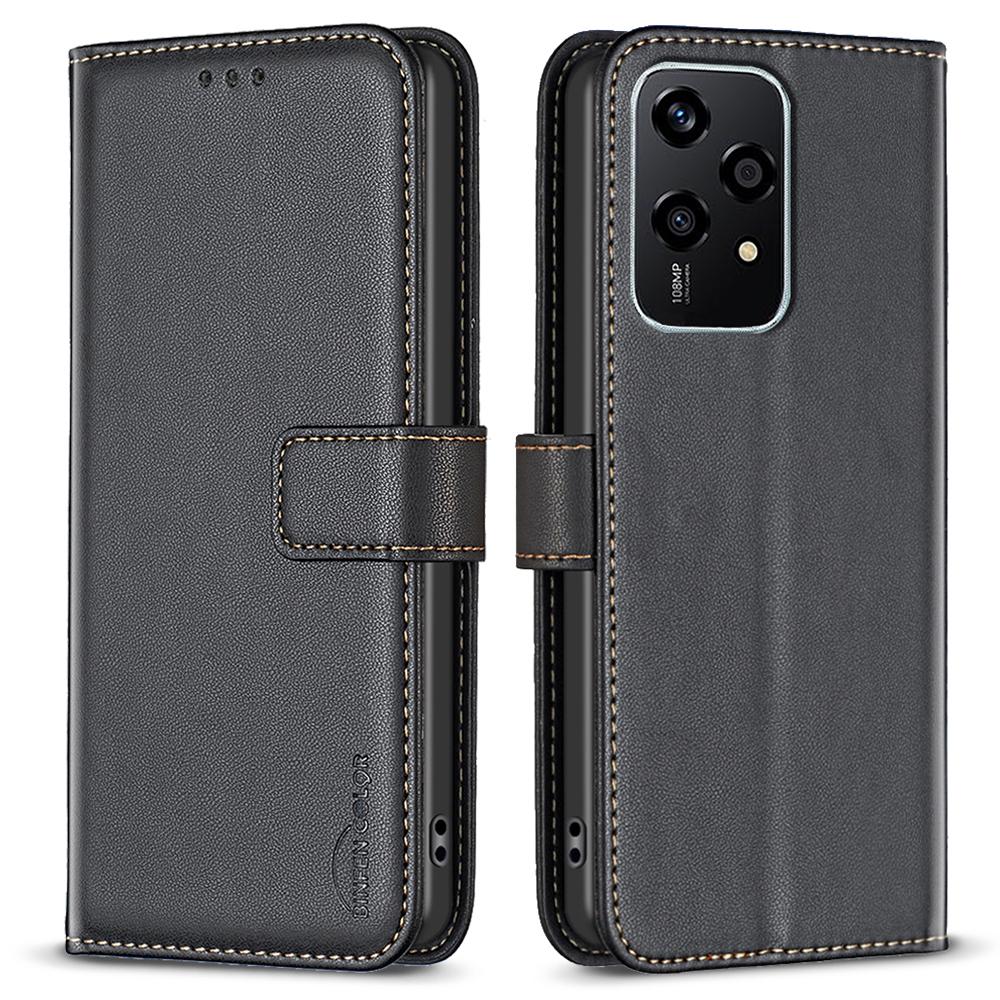 BINFEN COLOR BF17 For Honor 200 Lite Case PU Leather Wallet Magnetic Shockproof Cover