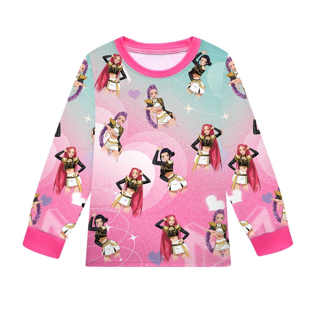 Children's Fashion Suit Skirt Round Neck Long Sleeve Top Pants