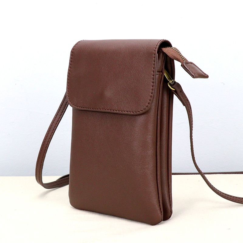 

Мини-сумка кроссбоди Xiaodai из легкой кожи для телефона Brown