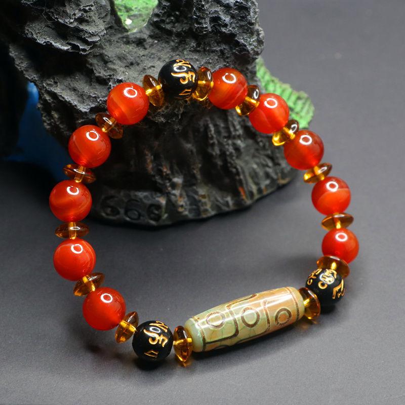 Juan Yu Schwarzer Achat & Neunäugige Dzi-Perle Armband MN3063001
