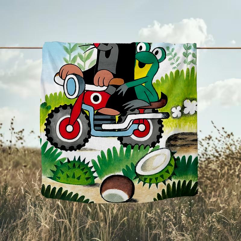 1PC Little Mole Blanket Flannel Throw for Sofa, Indoor, Camping, Living Room, Office, Chair, And Bed Soft Birthday Christmas Gift