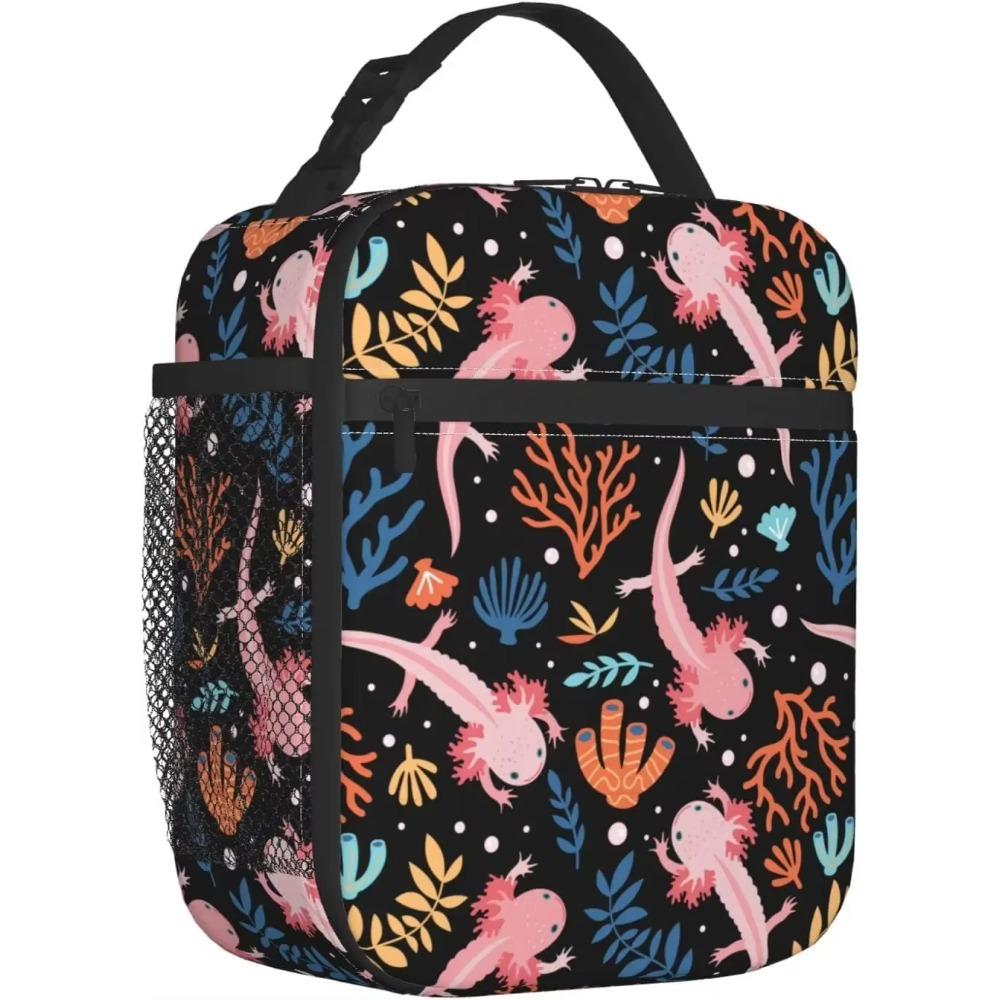 

Axolotl Lunch Box многоразовый изолированный ланч-бокс термохолодильник Bento Tote для мальчиков девочек школ мужчин женщин пикника путешествия похода 26x21x11CM бежевый