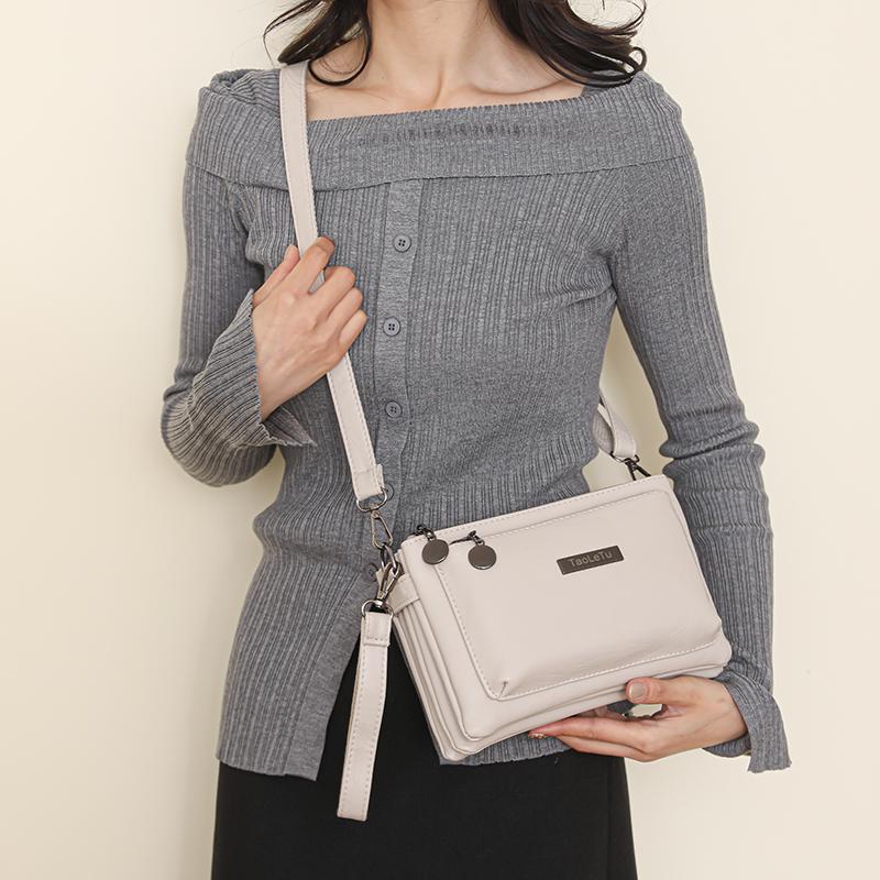 Multi-layer Handbag With Coin Purse Women's Crossbody Shoulder Bag Solid Color Envelope Bag