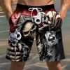 Herren Badeshorts mit Totenkopf-Print Leichte weiche Textur Sommerlich lässige Jogginghose Fitnessstudio Basketball Angeln und Outdoor-Aktivitäten
