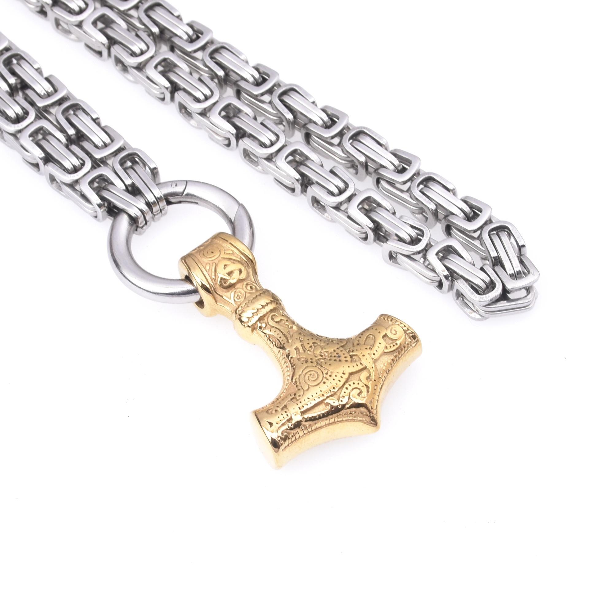 Скандинавское ожерелье с подвеской в ​​виде молота Тора из нержавеющей стали, европейское и американское мужское мужское ожерелье с подвеской из нержавеющей стали 40CM