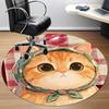1PC Cat Scarf Office Round Area Rug,  Mat Suitable ForOffice, Under Office Chairs Bedroom Living Room Home Decor, Room Deco