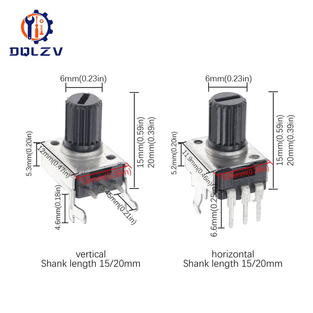 RV09 Horizontal Vertical Adjustable Potentiometer 15/20mm Shaft 1K 2K 5k 10K 20K 50K 100K 1M 0932 9 Type 3pin Seal Potentiometer