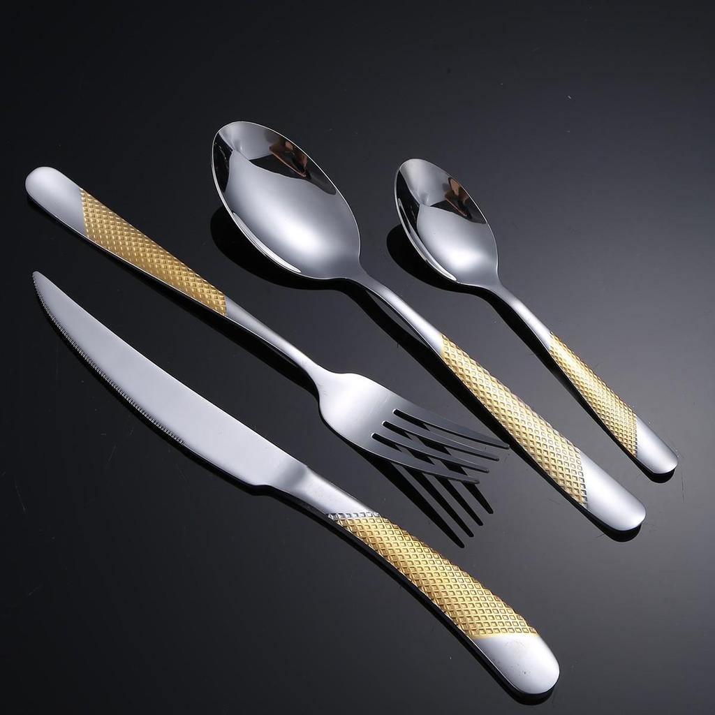 Stainless Steel Star Diamond Steak Knife & Fork Set - 2-Piece Western Tableware