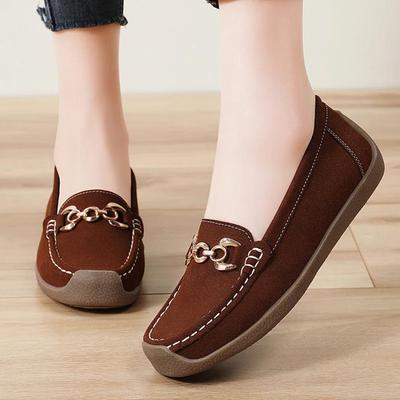 Casual Flat Women's Lightweight Soft Genuine Leather Shoes, Anti-slip Summer Breathable Loafers for Mothers Zapatos De Mujer