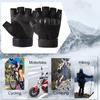 Fingerless Gloves with Hard Knuckle Anti Slip Adjustable Half Finger Sports Gloves for Fitness Climbing Hiking Cycle