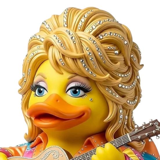 Artistic Resin Animal Statue Parton Memorial Duck, Dolly Duck Figurine, Country Music Statue, Guitar-Themed Small Desktop Display Piece Decorative