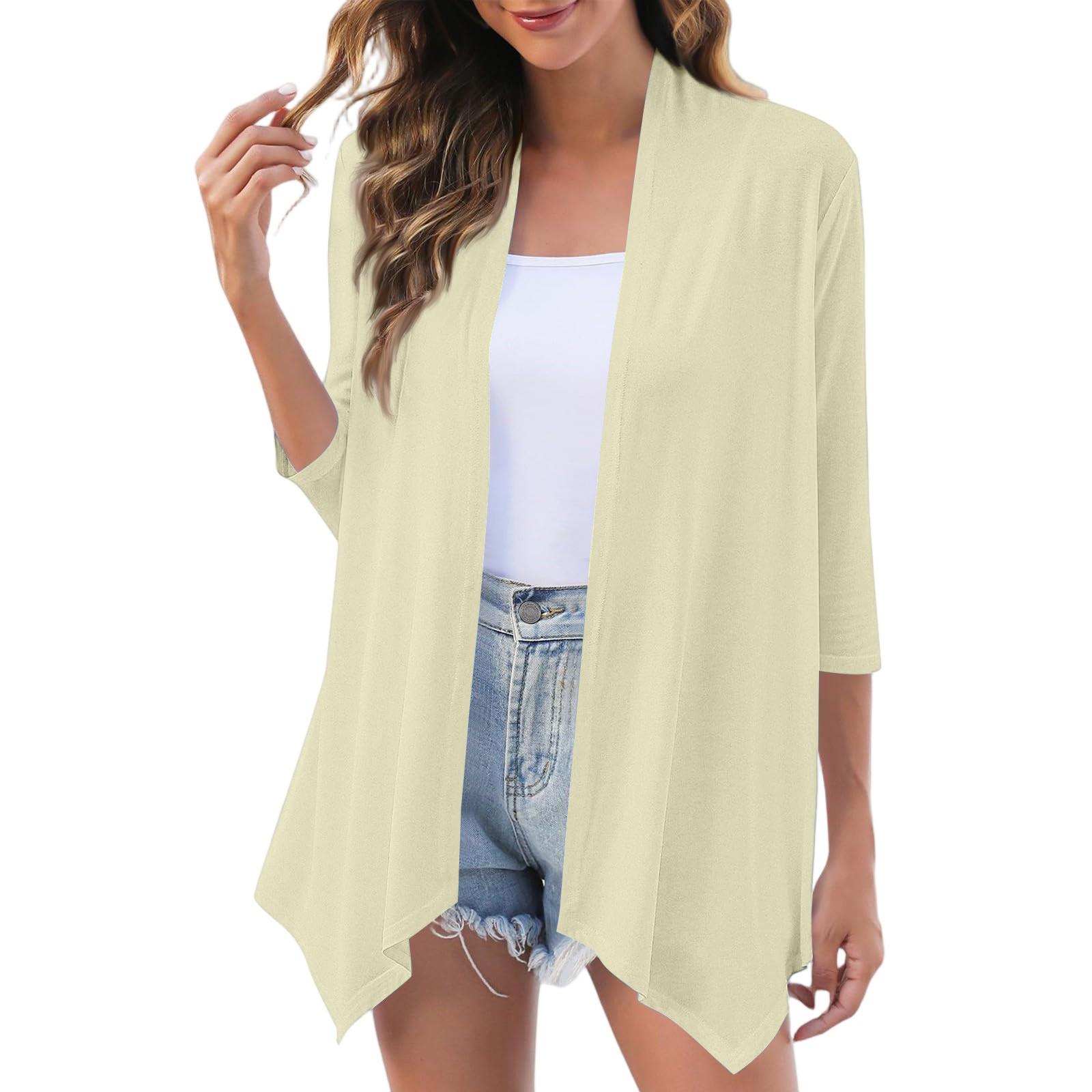 

Жіночий модний повсякденний зручний кардиган-піджак однотонного кольору XL бежевий