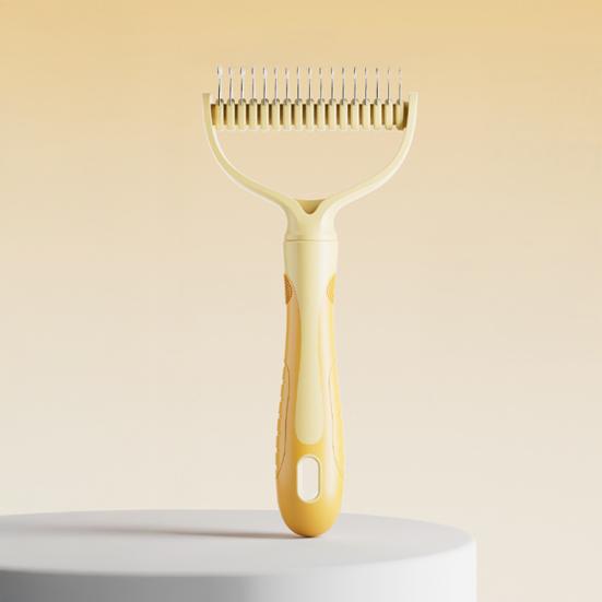 Pet Detangling Comb Double-Sided Metal Teeth Pet Dematting Tool Pet Grooming Comb Undercoat Rake for Long Hair Untangles Pet Hair Efficiently