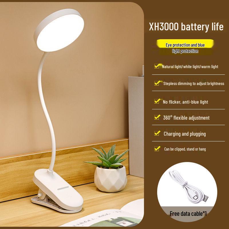 LED Schreibtischlampe mit Augenschutz für Schlafzimmer und Arbeitszimmer – Wiederaufladbare und Stecker-Optionen, Ideal für Studenten und Nachtgebrauch