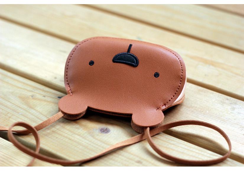 Korean-Style Cartoon Animal PU Crossbody Bag - Cute, Versatile Children's Travel Shoulder Bag