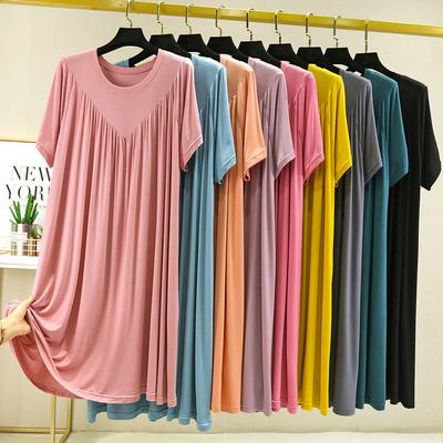 Summer Nightgowns Women Large Size Loose Long Casual Homewear Sleepwear Dresses Female Short Sleeve Modal Nightdress Women 130KG