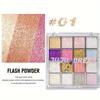 16- Glitter Eyeshadow – Pumpkin, Cherry, Blue, Purple Shades, Bold Party Looks, Long-Wear, Certified, Unisex, Skin-Friendly