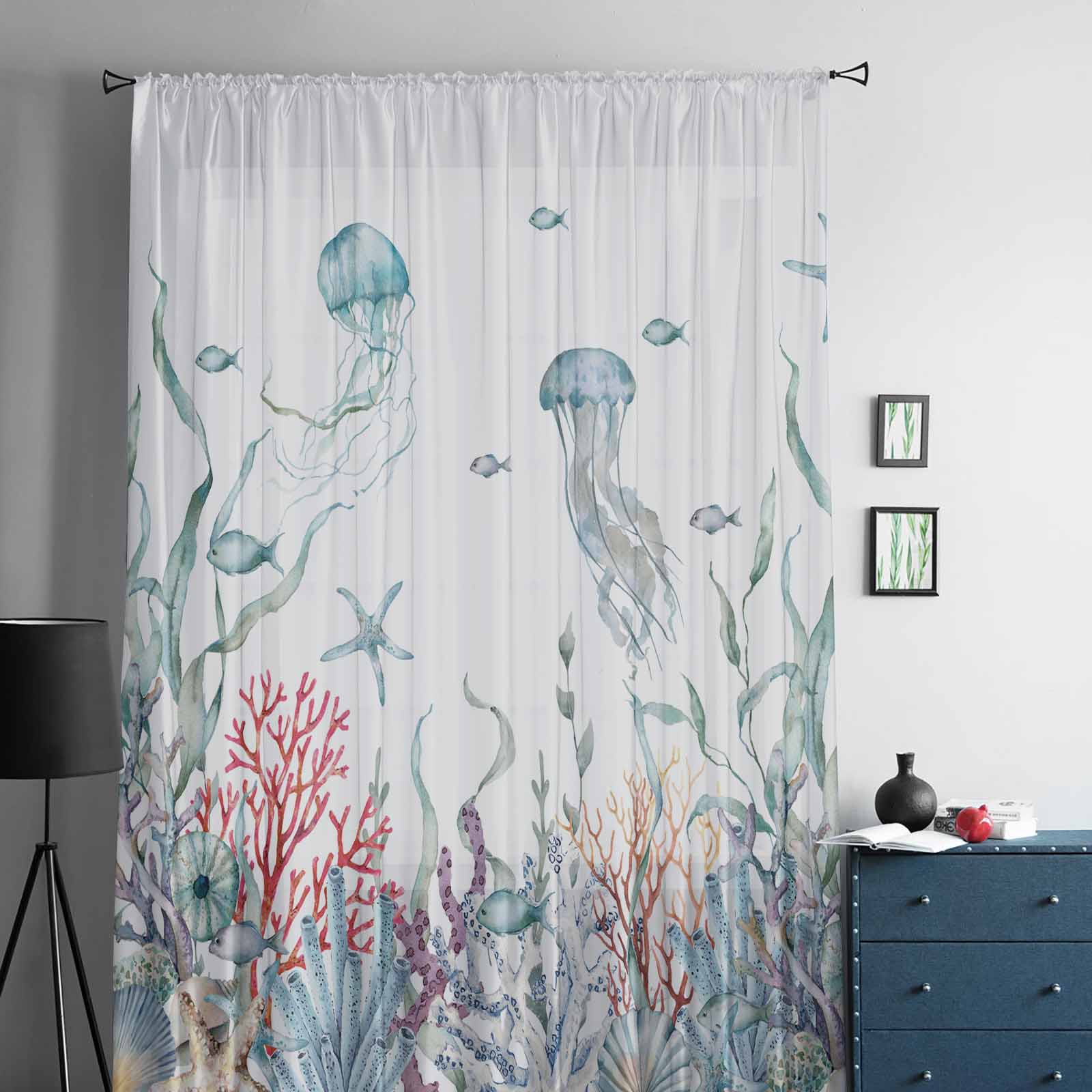 Морской коралловый летний тюль — фото 2