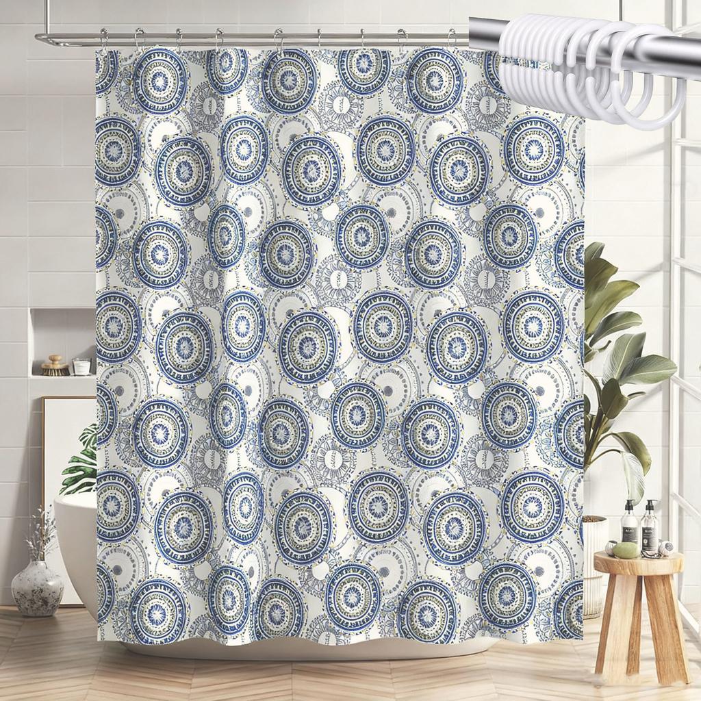 1PC 180x180cm Polyester Shower Curtain - Metal Grommets & Plastic Hooks Included Fabric Bath Curtain for Bathroom Decor