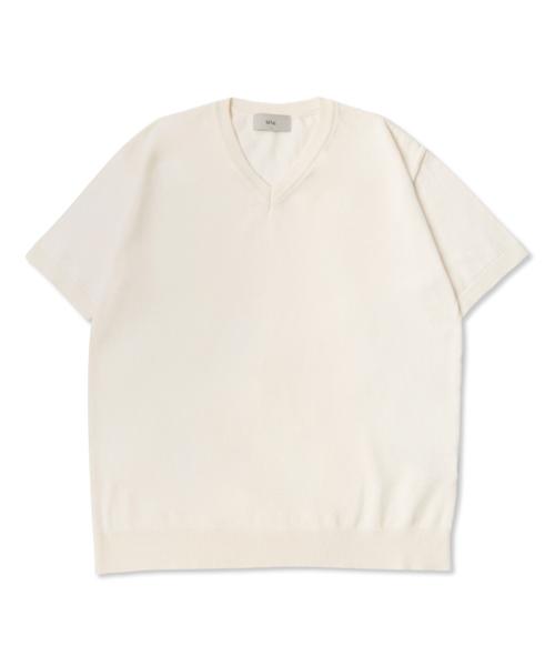 U And Lc Cool Summer Washable Cotton V-Neck Knit (Off-White) L