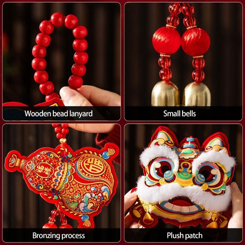 Year of Horse Festival Decoration Velvety Cotton Fabric Chinese New Year Ornaments for Entrydoor Wall Home Decoration