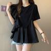 Korean Large Size Women's Clothing Patchwork Short-sleeved T-shirt for Women Summer New Loose Fashionable Age-reducing