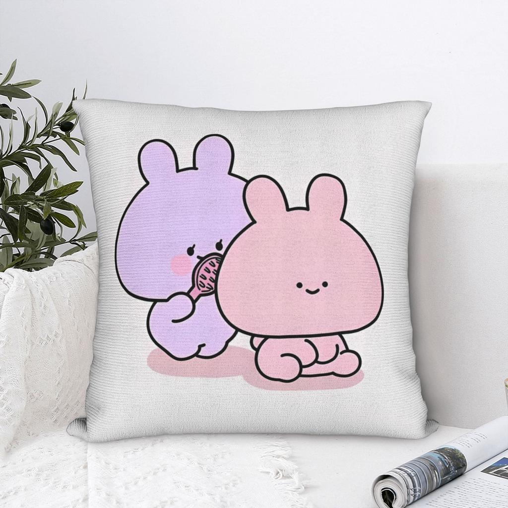 Rabbit Asamimichaan Cute Asamimi Square Pillow Case Polyester Decorative Pillow Fashion Pillowcase