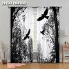 2pcs 2D Flat Printing Curtain Gothic Crow Machine Washable Fabric Without Electricity Birthday Party Perfect for Outdoor and