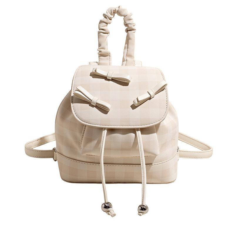 Contrasting color plaid backpack women's autumn new fashionable and cute shoulder student bag texture