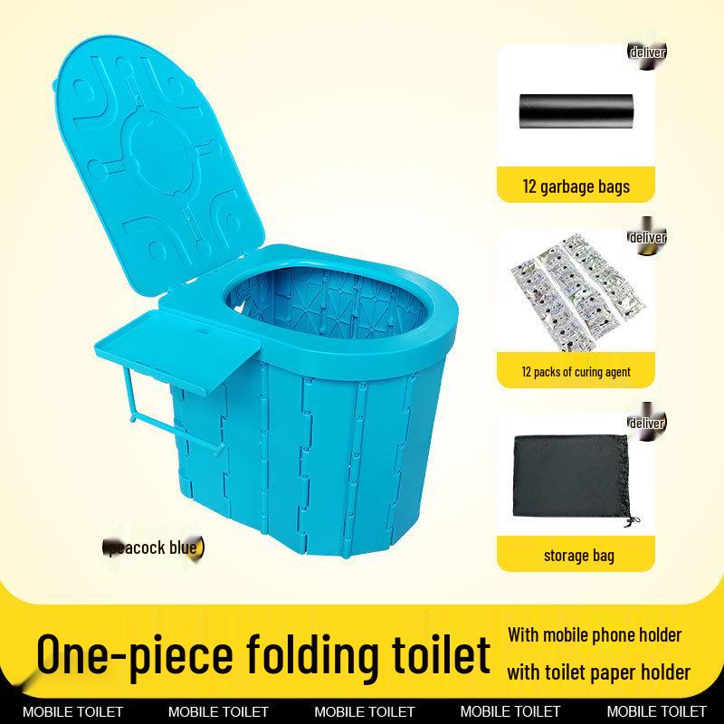 Portable Folding Toilet with Lid for Travel and Outdoor Use